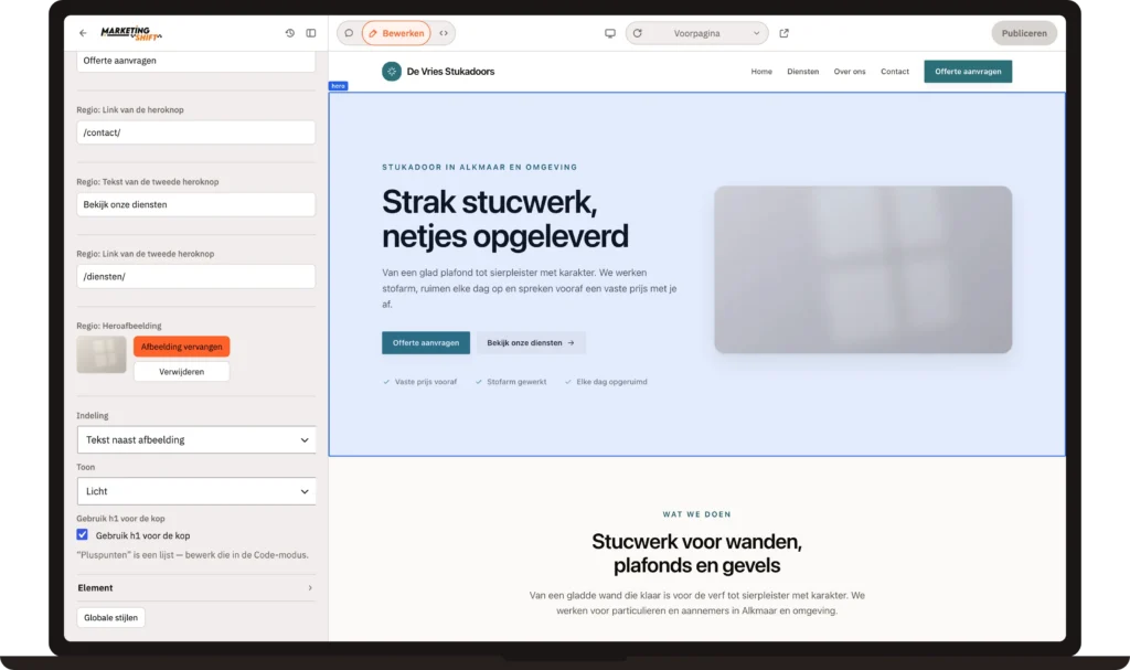 Een afbeelding selecteren in de website-editor