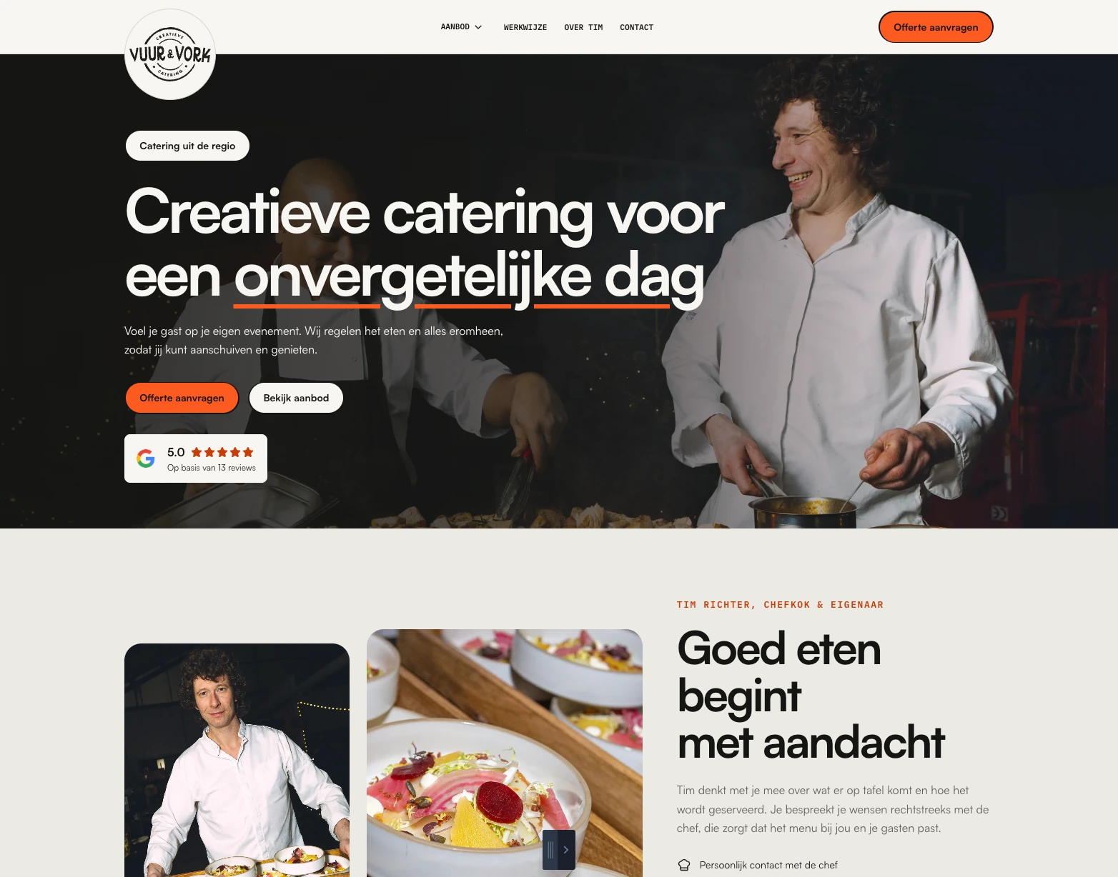 Website Vuur & Vork